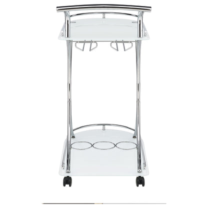 Elfman 2-shelve Serving Cart Chrome and White