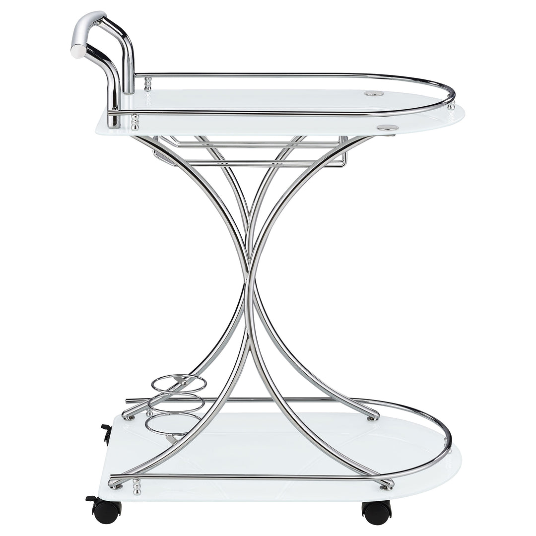 Elfman 2-shelve Serving Cart Chrome and White