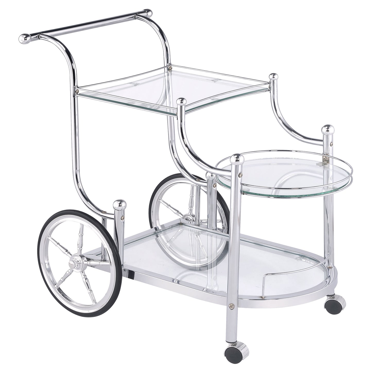 Sarandon 3-tier Serving Cart Chrome and Clear