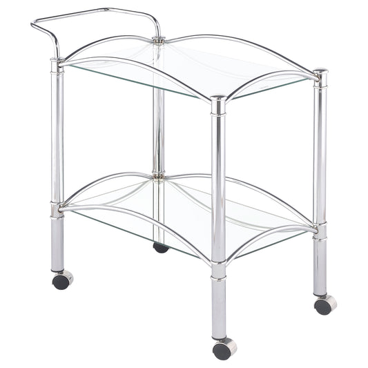 Shadix 2-tier Serving Cart with Glass Top Chrome and Clear