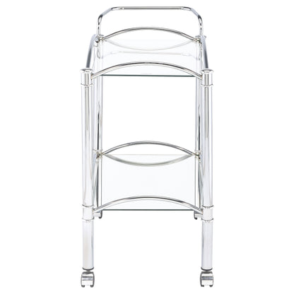 Shadix 2-tier Serving Cart with Glass Top Chrome and Clear