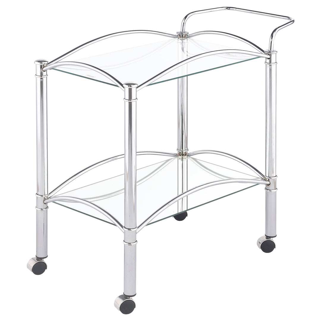 Shadix 2-tier Serving Cart with Glass Top Chrome and Clear