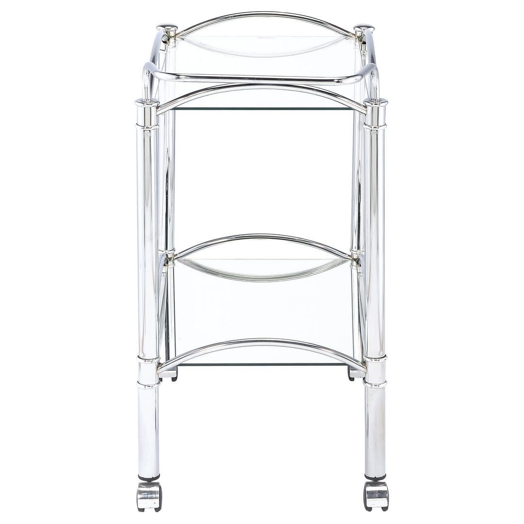 Shadix 2-tier Serving Cart with Glass Top Chrome and Clear