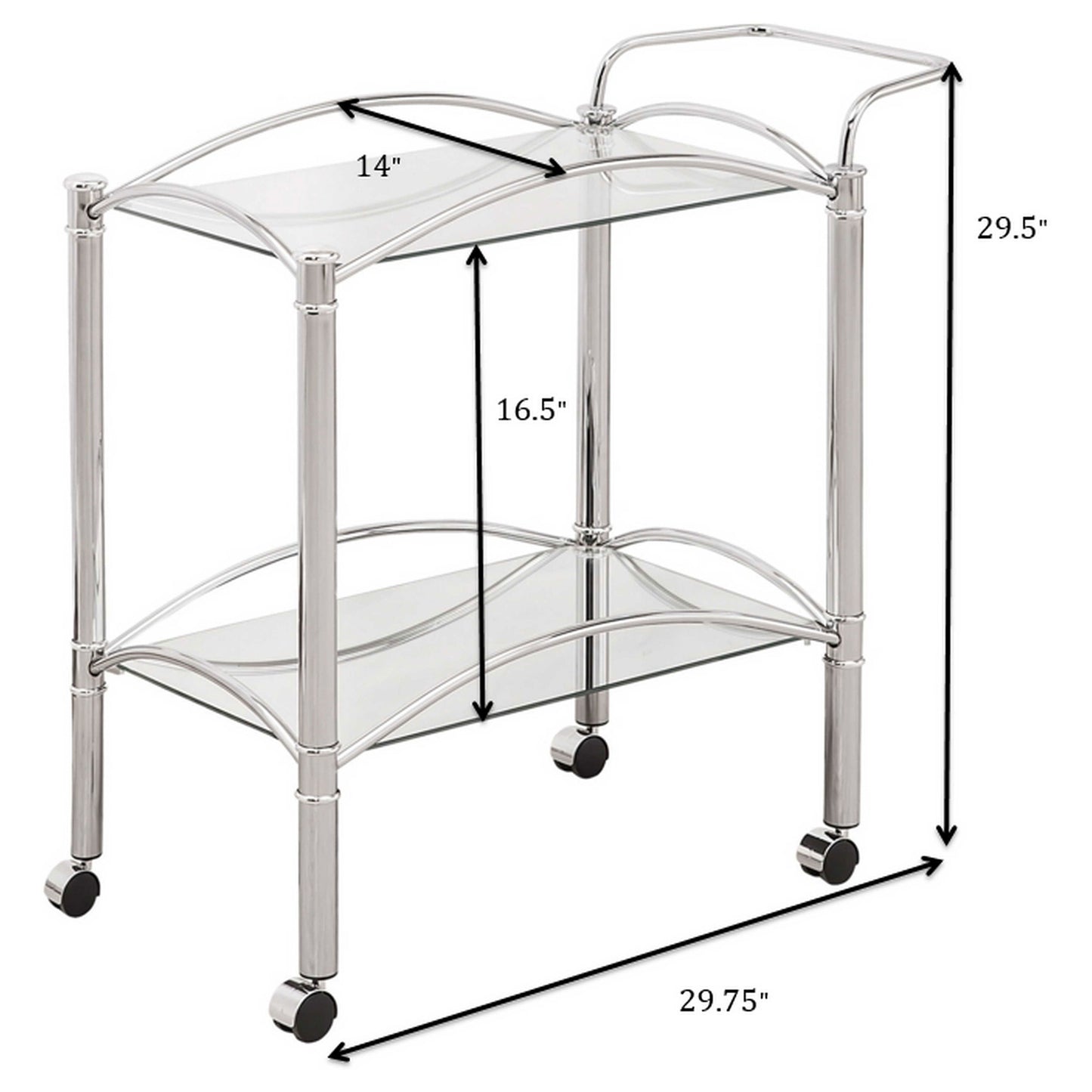 Shadix 2-tier Serving Cart with Glass Top Chrome and Clear