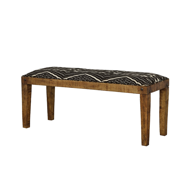 Lamont Rectangular Upholstered Bench Natural and Navy