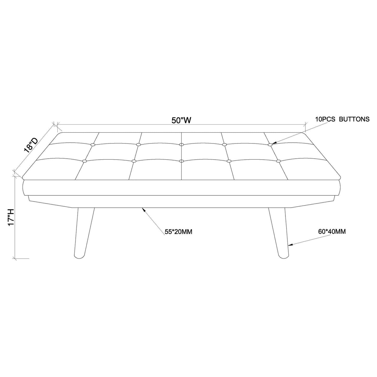 Wilson Upholstered Tufted Bench Taupe and Natural