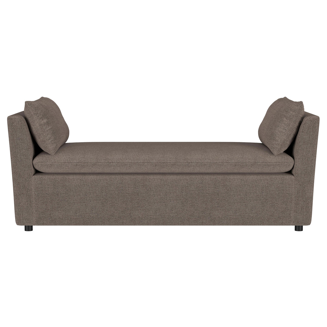 Robin Upholstered Accent Bench with Raised Arms and Pillows Brown