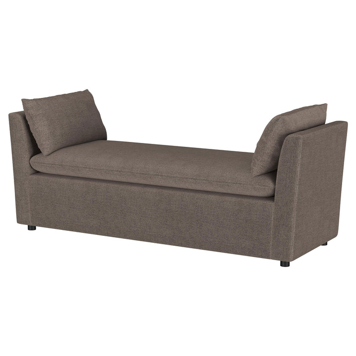 Robin Upholstered Accent Bench with Raised Arms and Pillows Brown