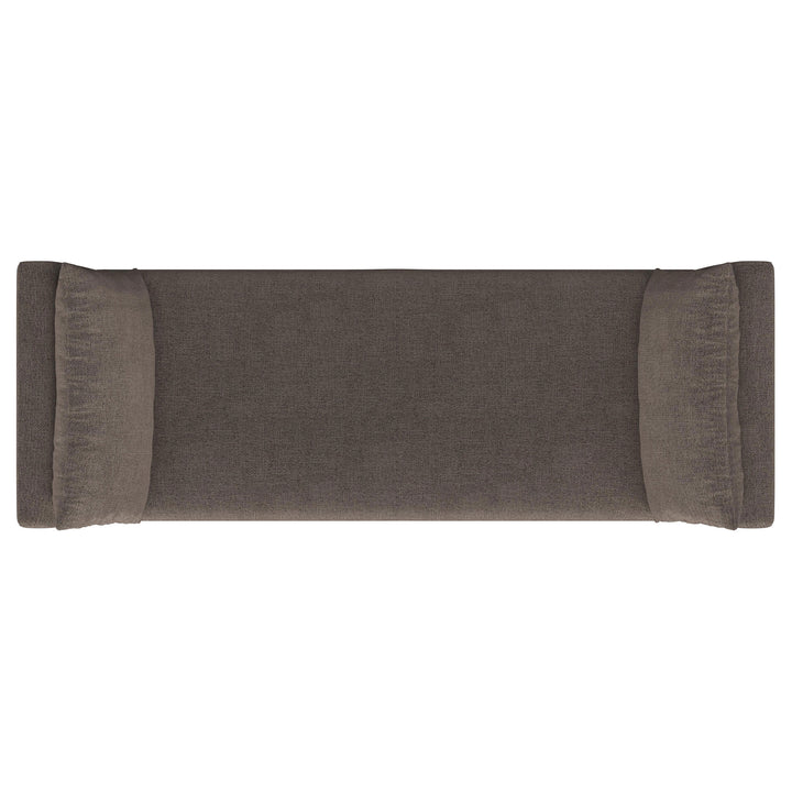 Robin Upholstered Accent Bench with Raised Arms and Pillows Brown