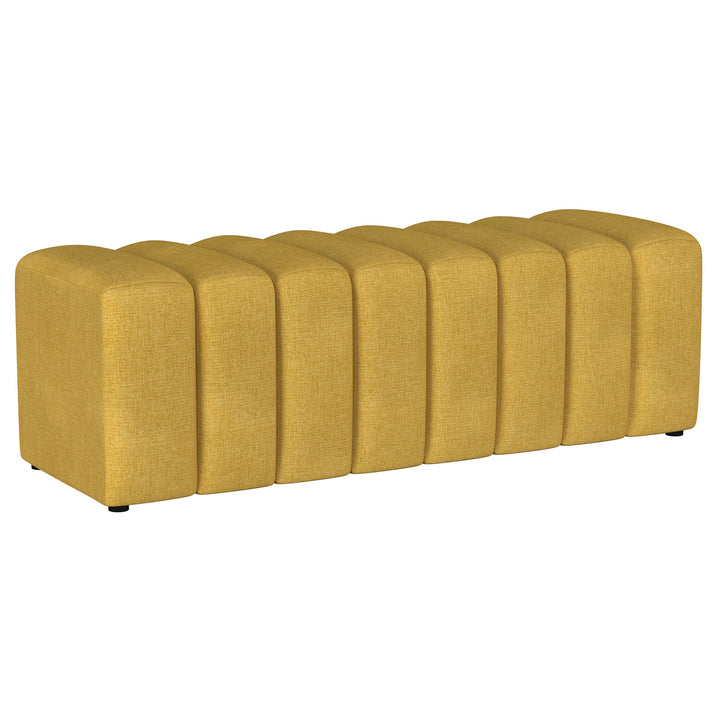 Summer Upholstered Channel Tufted Accent Bench Mustard Yellow