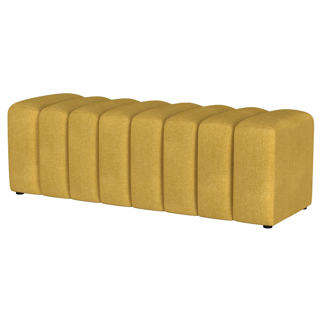 Summer Upholstered Channel Tufted Accent Bench Mustard Yellow