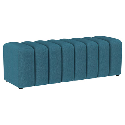 Summer Upholstered Channel Tufted Accent Bench Peacock Blue