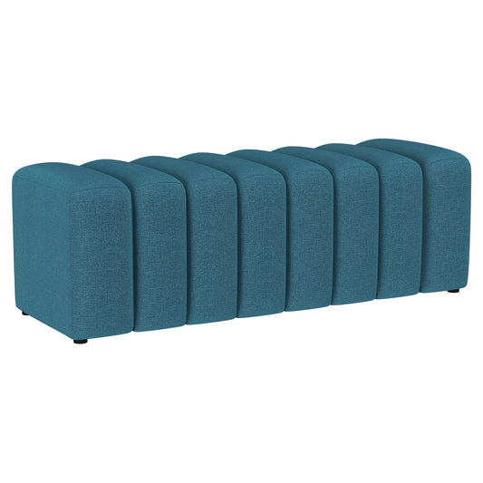 Summer Upholstered Channel Tufted Accent Bench Peacock Blue