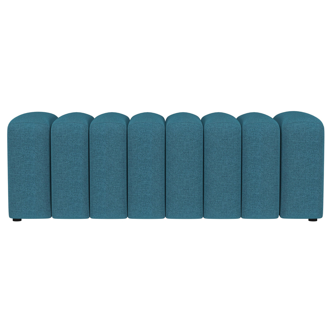 Summer Upholstered Channel Tufted Accent Bench Peacock Blue