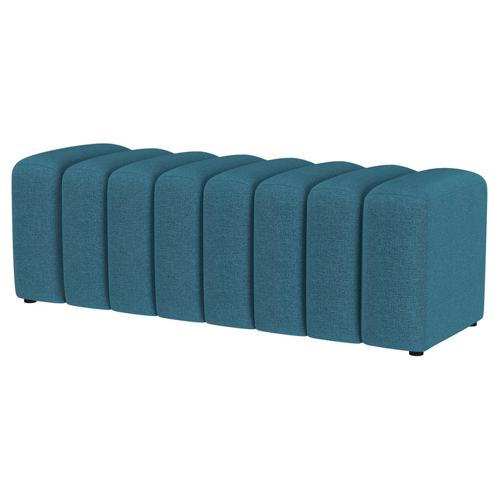 Summer Upholstered Channel Tufted Accent Bench Peacock Blue