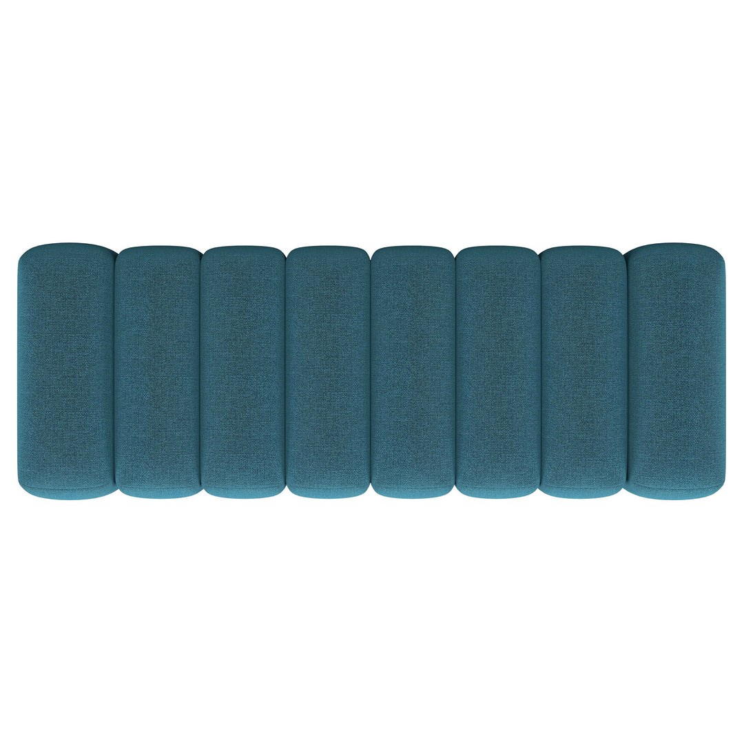 Summer Upholstered Channel Tufted Accent Bench Peacock Blue