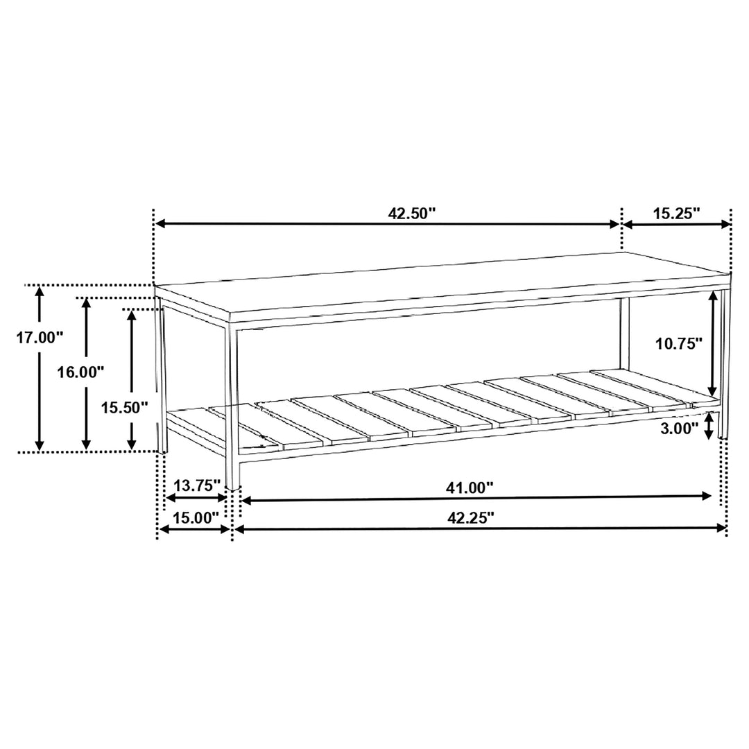 Gerbera Accent Bench with Slat Shelf Natural and Gunmetal