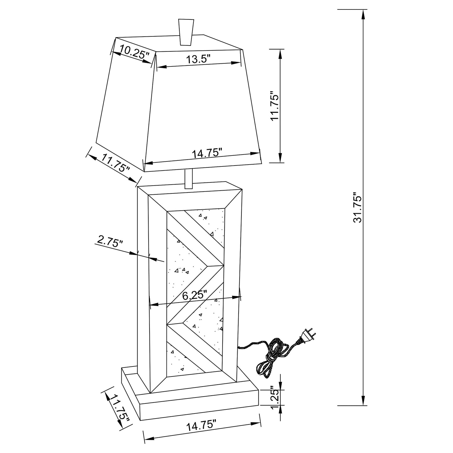 Carmen Geometric Base Table Lamp Silver