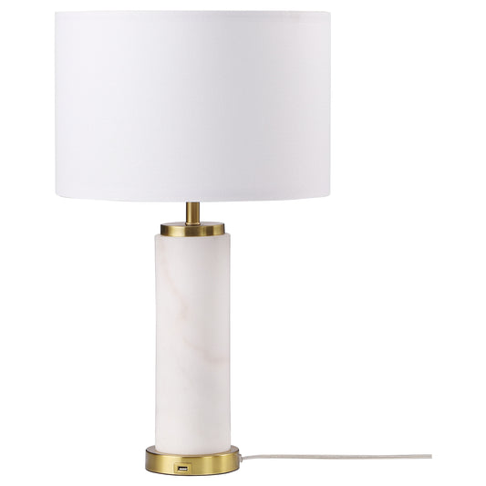 Lucius Drum Shade Bedside Table Lamp White and Gold