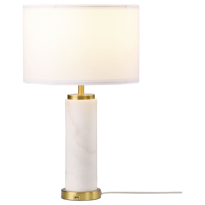 Lucius Drum Shade Bedside Table Lamp White and Gold