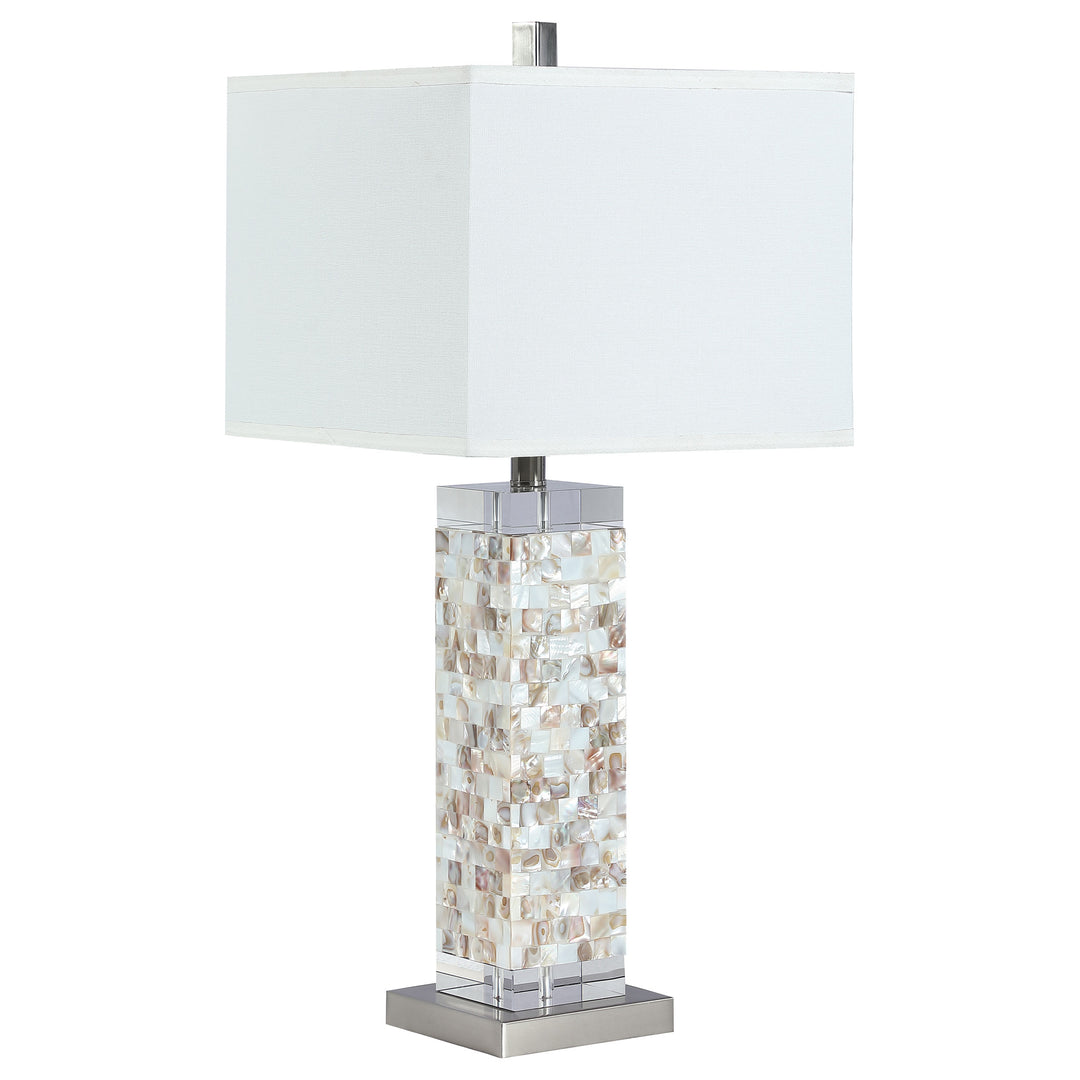 Capiz Square Shade Table Lamp with Crystal Base White and Silver