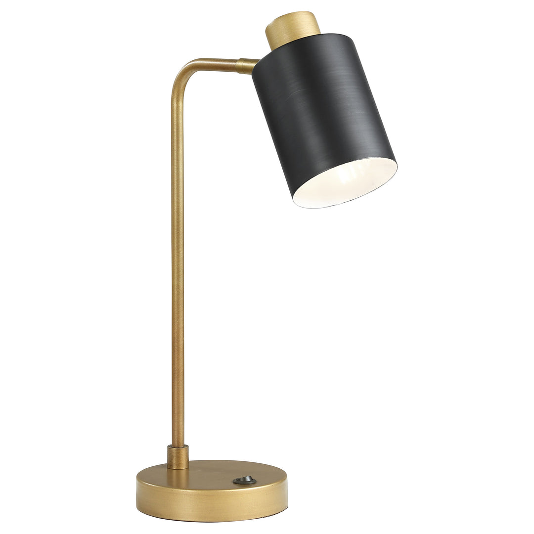 Cherise Adjustable Shade Table Lamp Antique Brass and Matte Black