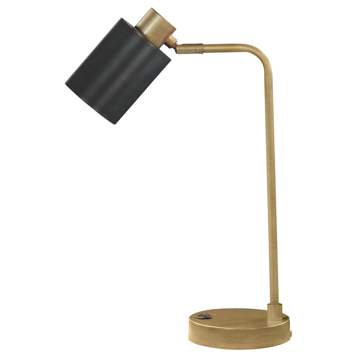 Cherise Adjustable Shade Table Lamp Antique Brass and Matte Black