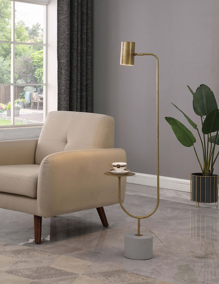 Jodie Round Base Floor Lamp Antique Brass and Grey