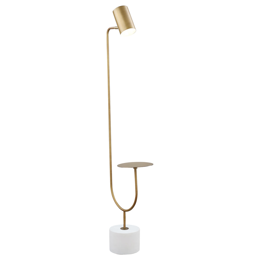 Jodie Round Base Floor Lamp Antique Brass and Grey