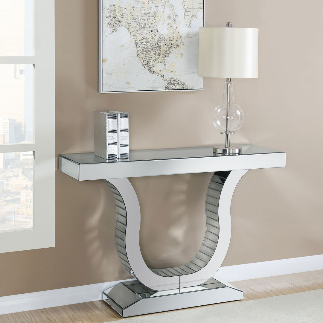 Saanvi Console Table with U-shaped Base Clear Mirror