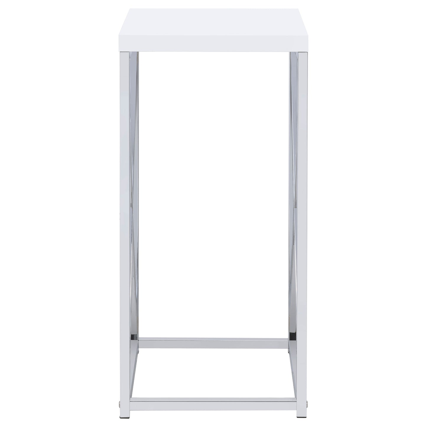 Edmund Accent Table with X-cross Glossy White and Chrome