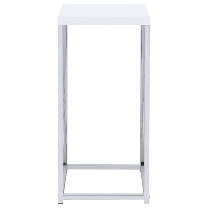 Edmund Accent Table with X-cross Glossy White and Chrome