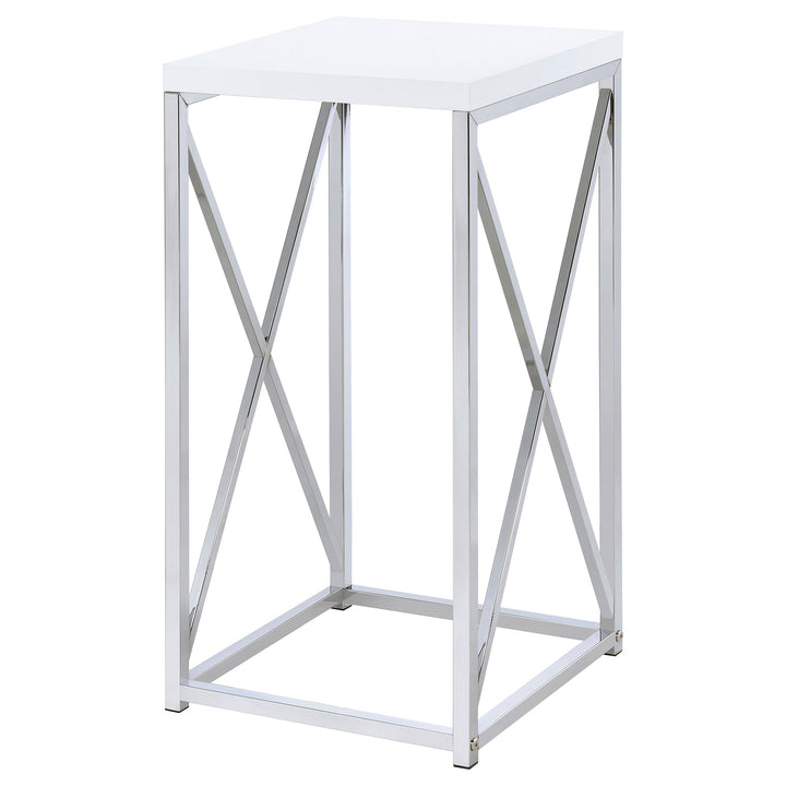 Edmund Accent Table with X-cross Glossy White and Chrome