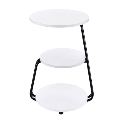 Hilly 3-tier Round Side Table White and Black