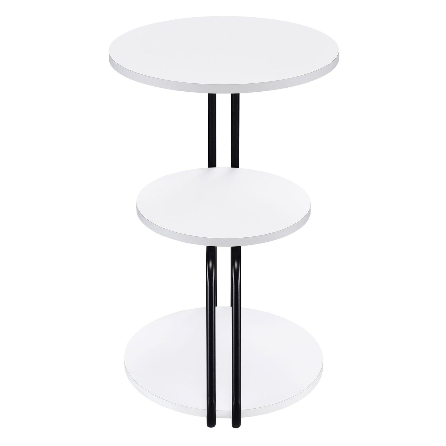 Hilly 3-tier Round Side Table White and Black