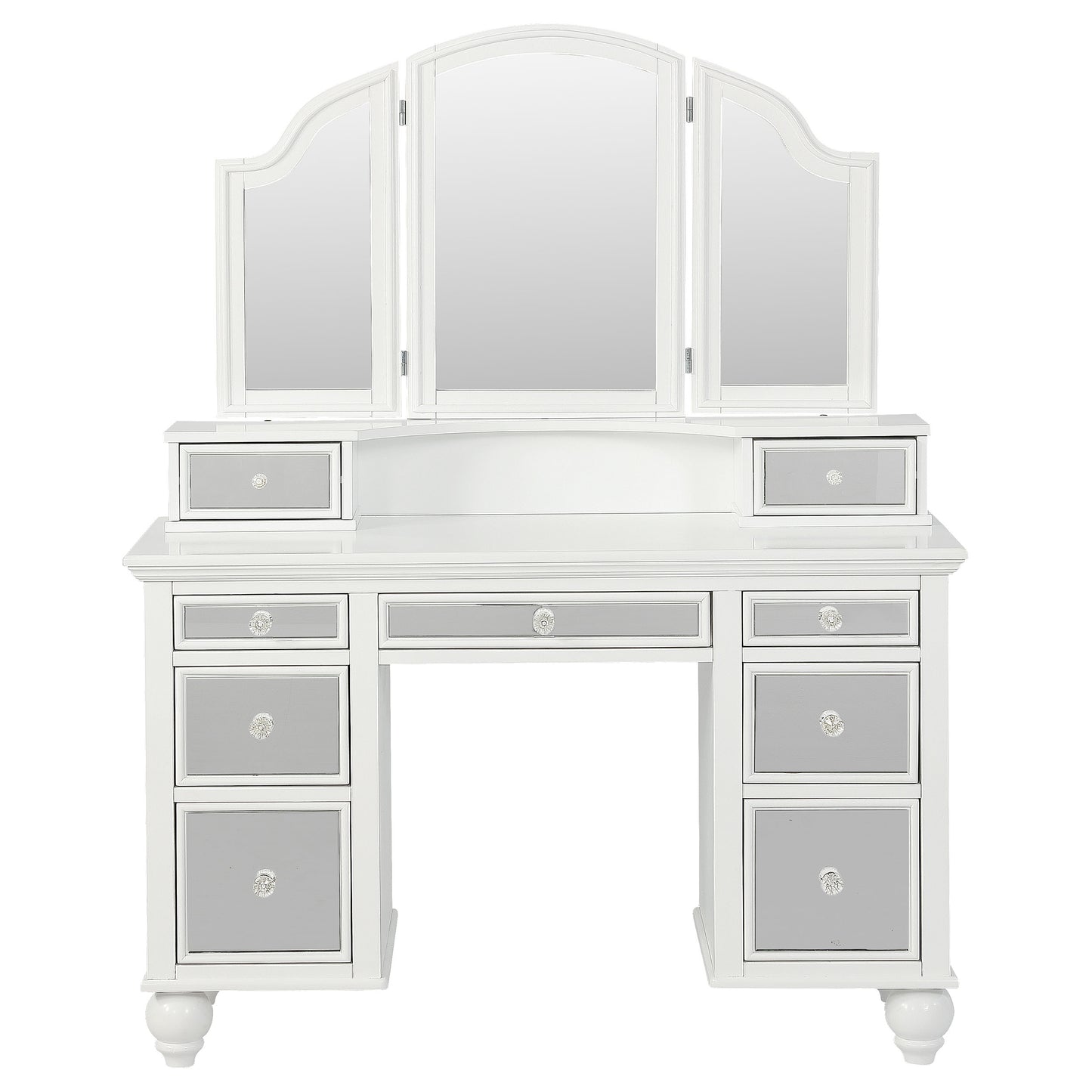 Reinhart Makeup Vanity Table Set White and Beige