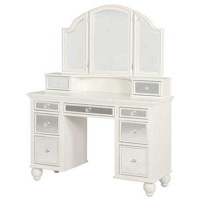 Reinhart Makeup Vanity Table Set White and Beige