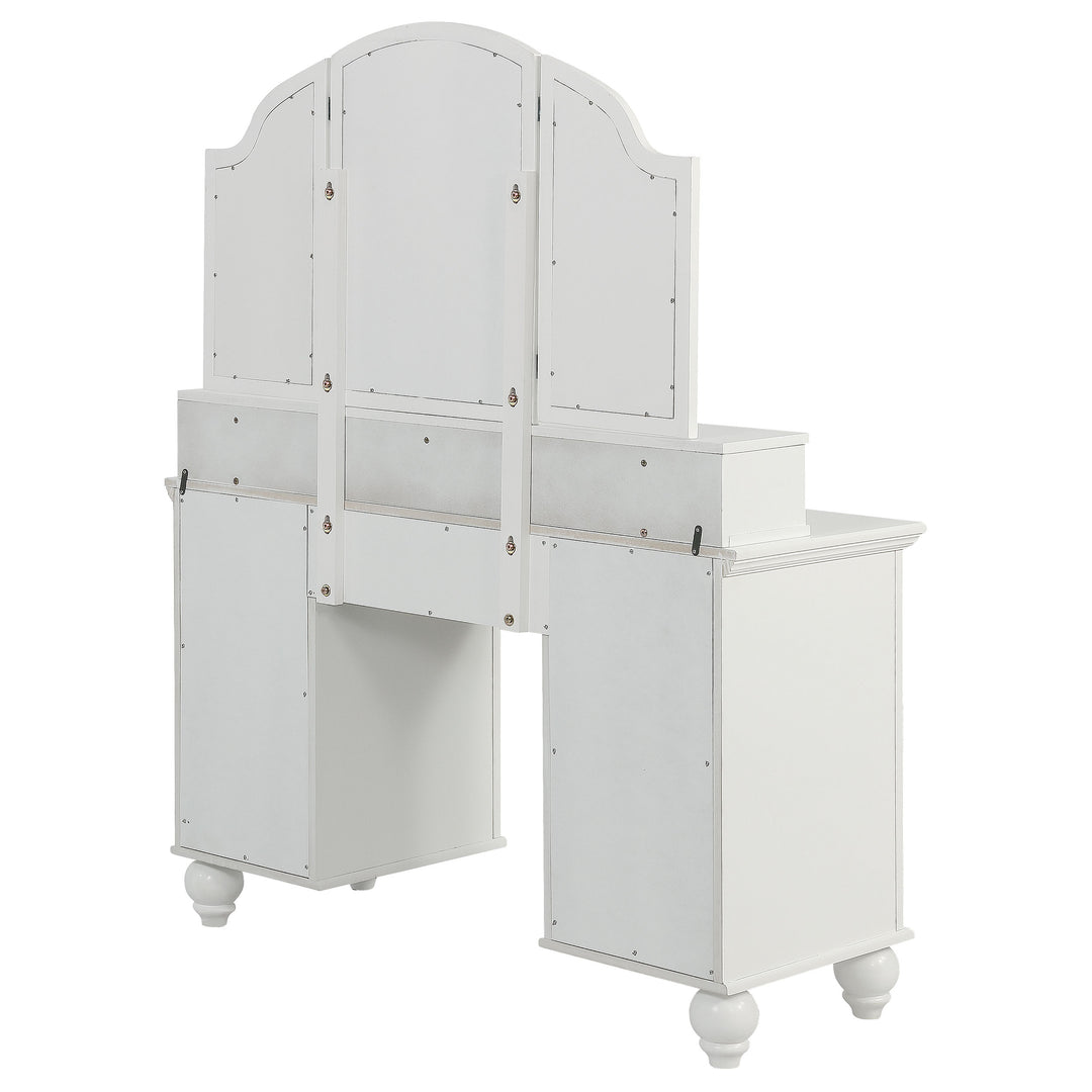 Reinhart Makeup Vanity Table Set White and Beige