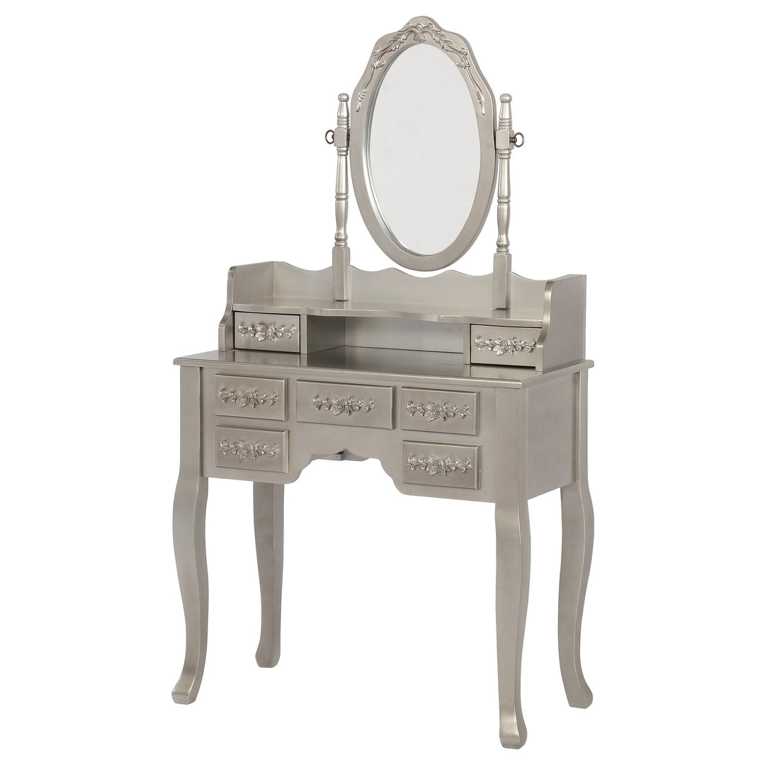 Sabrina 2-piece Vanity Set Metallic Silver and White