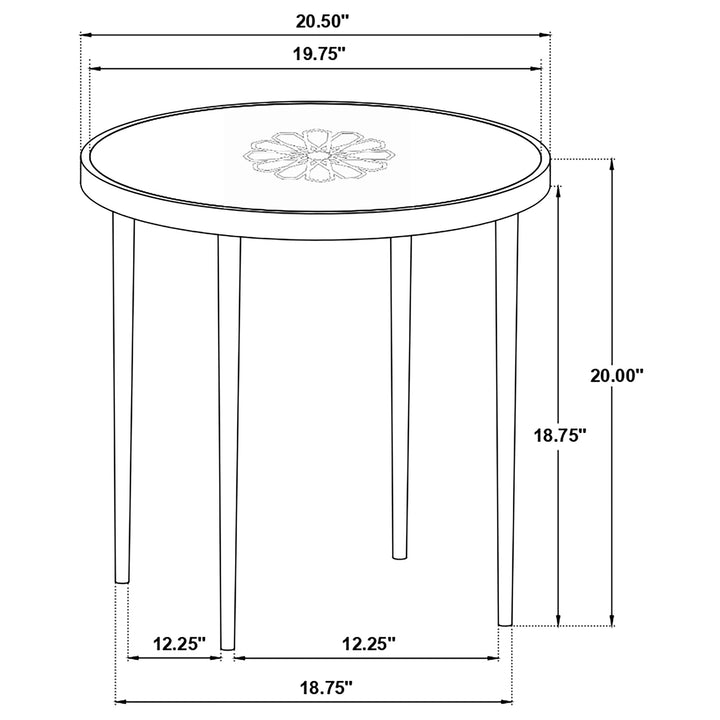 Kofi Round Marble Top Side Table White and Black