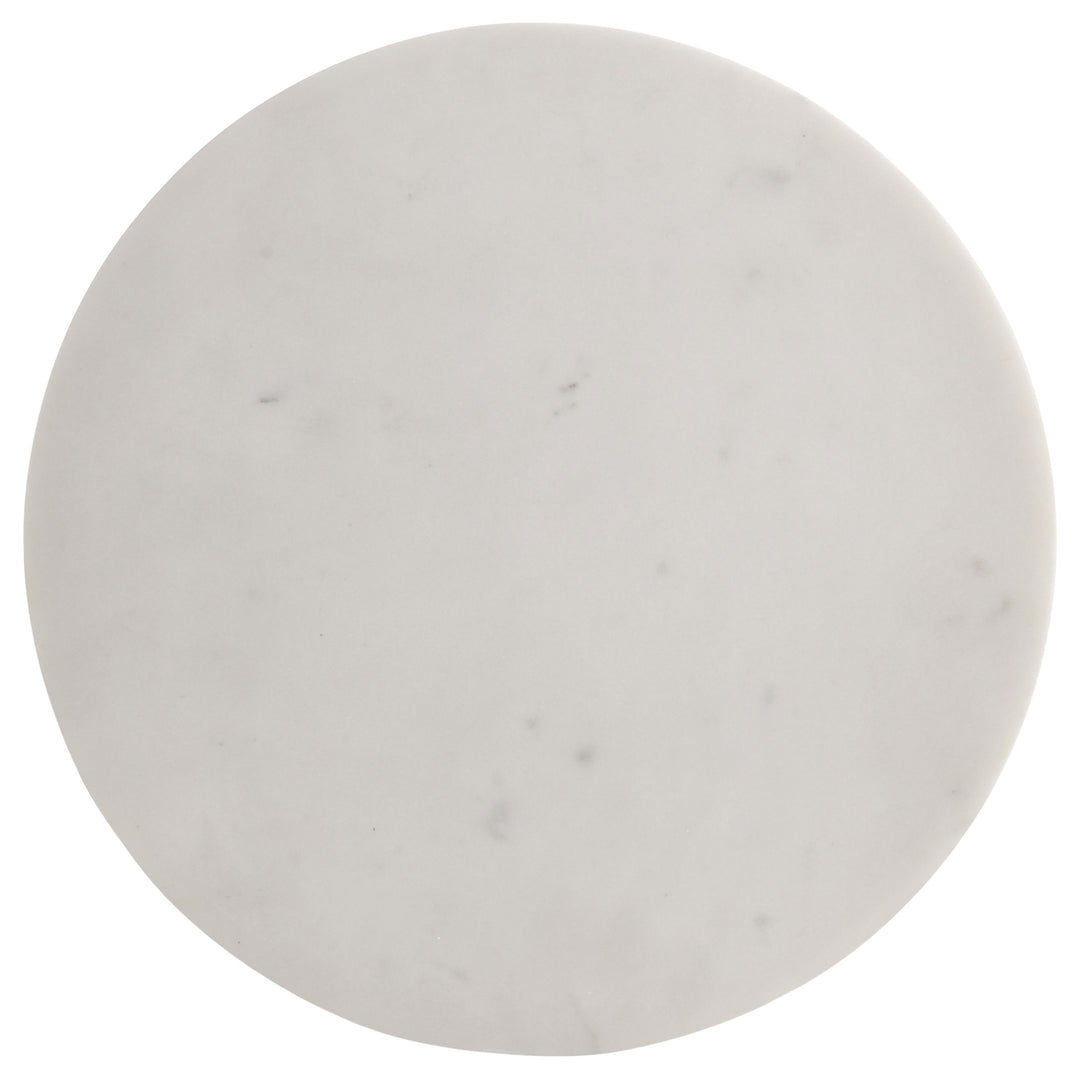 Colette Round Marble Top Side Table White and Dark Grey