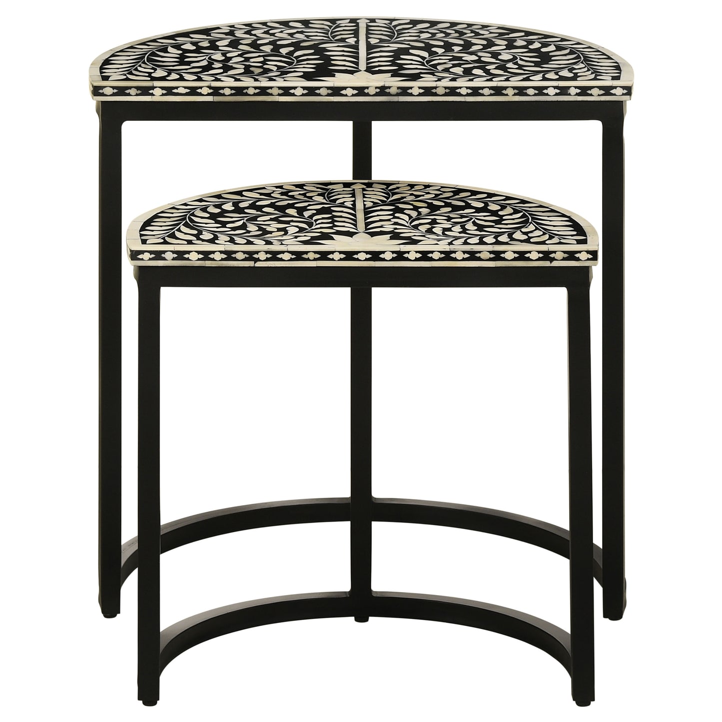 Zakiya 2-piece Demilune Nesting Table Black and White