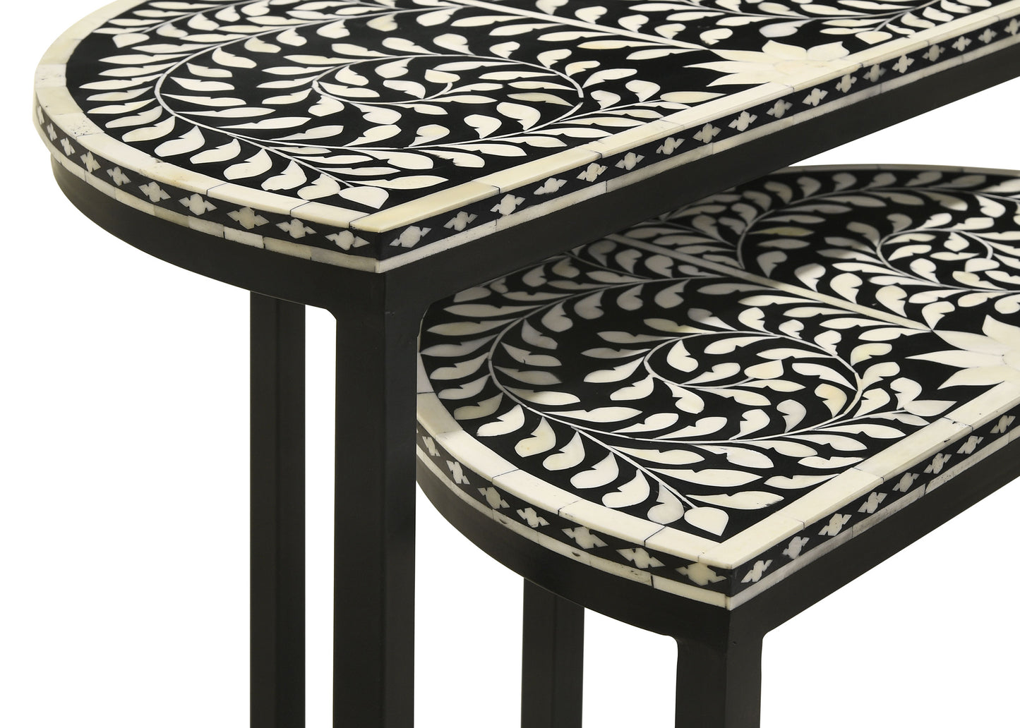 Zakiya 2-piece Demilune Nesting Table Black and White