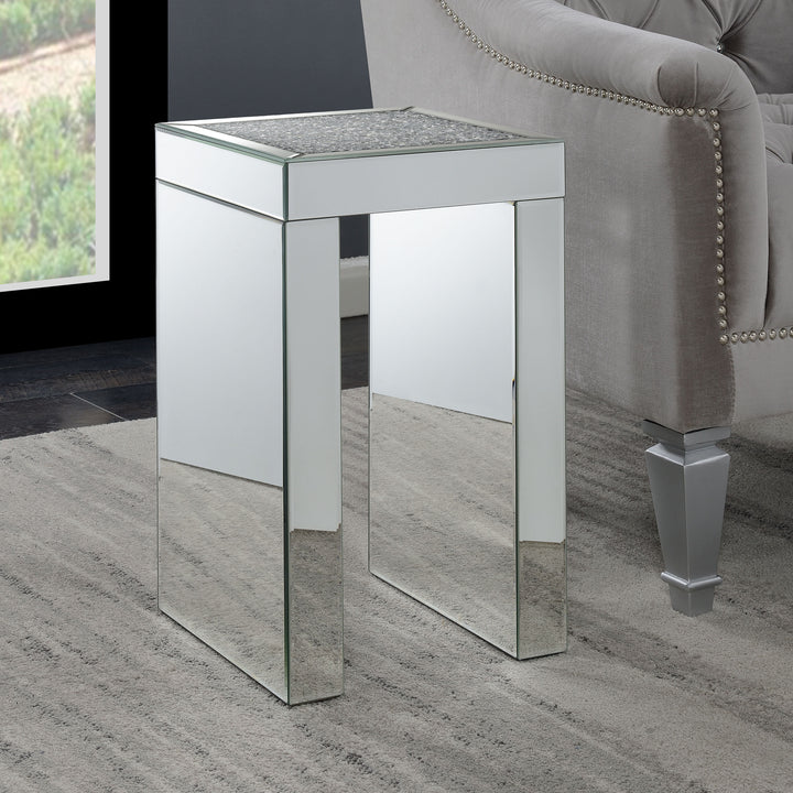 Audrey Square Chairside Table Clear Mirror