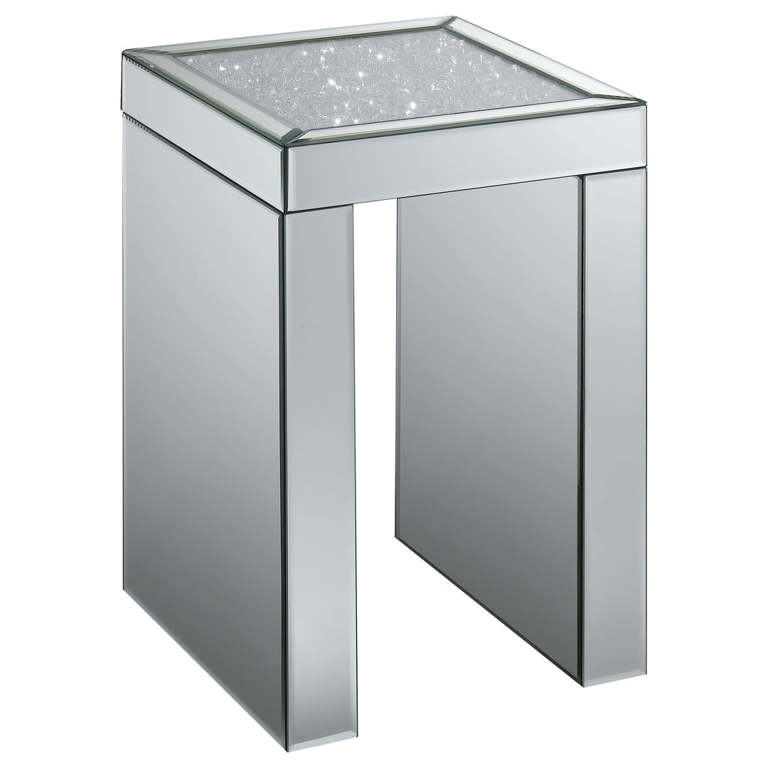 Audrey Square Chairside Table Clear Mirror