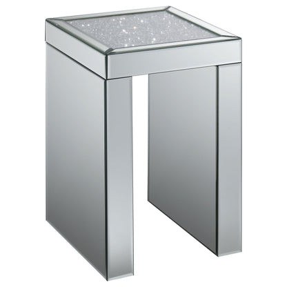 Audrey Square Chairside Table Clear Mirror