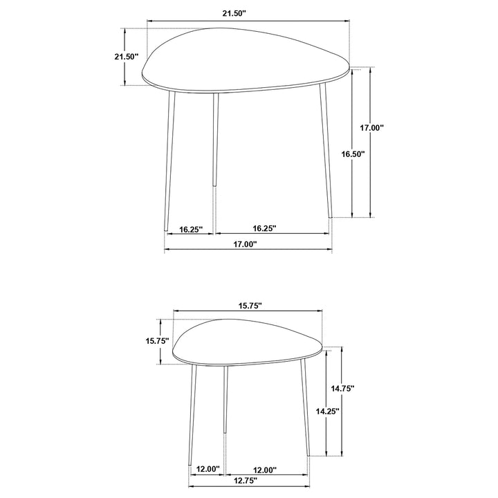 Tobias 2-piece Triangular Marble Top Nesting Table Green and Black