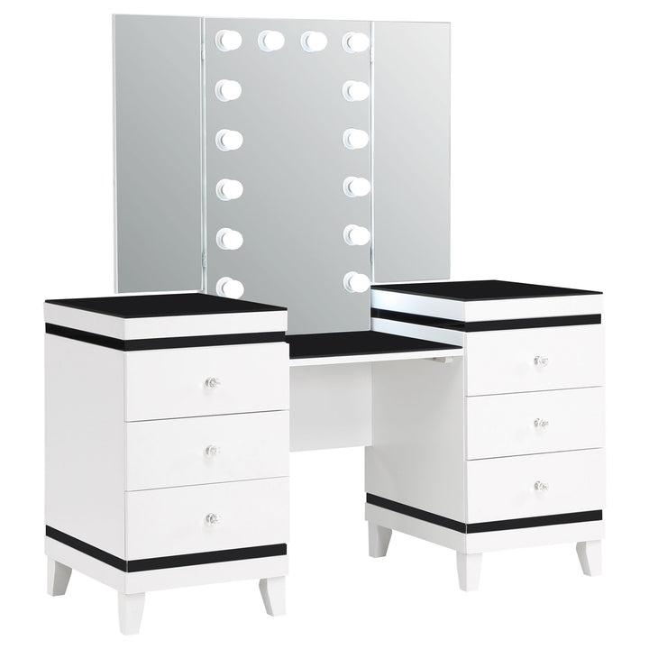 Talei 6-drawer Vanity Set with Lighting Black and White
