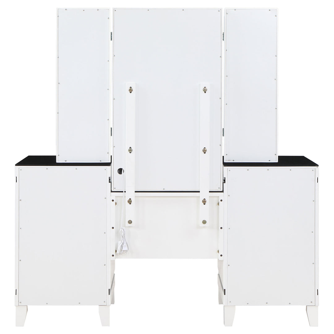 Talei 6-drawer Vanity Set with Lighting Black and White