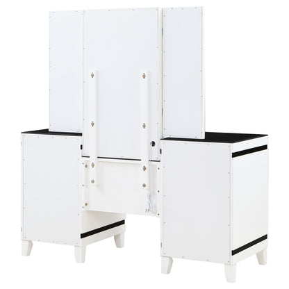 Talei 6-drawer Vanity Set with Lighting Black and White